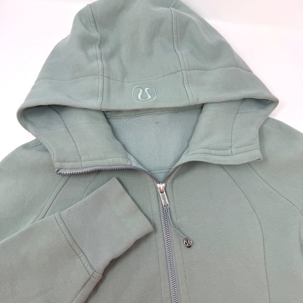 Lululemon Scuba Full Zip Hoodie Sage Green Size 4 LW4AWMS Cotton Fleece Hooded